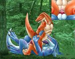  anal anal_penetration balls bangaa biceps big_muscles blue_body claws close-up cowgirl_position erection final_fantasy final_fantasy_tactics_advance final_fantasy_xii forest gay male markings muscles narse nipples on_top oral penetration penis photo_background reptile reverse_cowgirl_position scalie sex straddling tree video_games wood 
