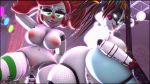  3d_(artwork) animatronic baby_(fnafsl) big_breasts big_butt breasts butt circus_baby_(fnaf) clothing clown digital_media_(artwork) duo female female/female five_nights_at_freddy&#039;s glowing glowing_eyes green_eyes hair hi_res huge_breasts huge_butt humanoid jollyferret leggings legwear machine party photoshop pole red_hair robot robot_humanoid scrap_baby_(fnaf) sister_location smile smirk source_filmmaker stockings stripper stripper_pole thick_thighs tongue tongue_out undressing video_games white_body 