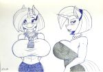  2020 anthro anthrofied big_breasts breasts cleavage clothed clothing dress equid equine friendship_is_magic horn jewelry mammal monochrome my_little_pony necklace stellar_flare_(mlp) unicorn zwitterkitsune 