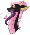  asian_mythology black_body black_fur cupofcoco dragon east_asian_mythology eastern_dragon female female_pred fur furred_dragon male male/female male_prey mythology oral_vore pink_body pink_fur pink_scales purple_tail scales swallowing teeth vore yellow_body yellow_fur 
