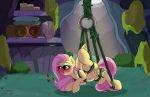  &lt;3 absurd_res bdsm blush bodily_fluids bondage bound equid equine female feral fluttershy_(mlp) friendship_is_magic genital_fluids genitals hi_res mammal my_little_pony pegasus pussy pussy_juice raised_leg rhk smile solo suspension wings 