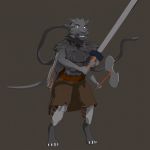  1:1 3d_(artwork) animated anthro axe bottomwear clothing digital_media_(artwork) digitigrade displacer_beast felid feline male mammal melee_weapon multi_arm multi_limb short_playtime shorts solo standing sword tentacles triple_wielding twoheadedtigress weapon 