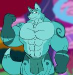  abs anthro blue_body blue_eyes canid canine caseyljones clothed clothing disney elena_of_avalor facial_hair fox ghost goatee loincloth male mammal muscular muscular_anthro muscular_male solo spirit zuzo 