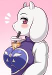  anthro big_breasts blush boss_monster bovid breasts bubble_tea_challenge caprine clothed clothing curvy_figure female fur hi_res huitu_c mammal mature_female toriel undertale video_games voluptuous white_body white_fur 