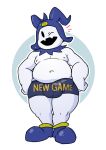  absurd_res artbyyellowdog atlus bulge genital_outline hi_res jack_frost_(megami_tensei) male megami_tensei overweight overweight_male penis_outline solo video_games 