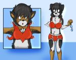  anthro border_collie bottomwear breasts canid canine canis clothed clothing collie domestic_dog female fox0808 fur gender_transformation hair herding_dog human_to_anthro male mammal mid_transformation mtf_transformation pastoral_dog sheepdog solo species_transformation transformation 
