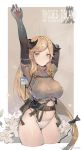  2019 arknights belt big_breasts blonde_hair breasts clothing female gloves hair handwear hi_res horn horned_humanoid humanoid long_hair meteorite_(arknights) navel nipple_outline not_furry solo sweater t_lege_d thick_thighs topwear underwear 