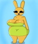  2020 absurd_res animal_crossing anthro big_breasts black_eyes breasts brown_body brown_fur chibi clothing coco_(animal_crossing) creepy demongirl_demoness digital_drawing_(artwork) digital_media_(artwork) dress female fur green_clothing gyroid hi_res lagomorph leporid mammal nintendo no_pupils rabbit solo thick_thighs video_games wide_hips 