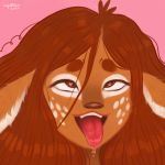  &lt;3 &lt;3_eyes 1:1 ahegao animal_humanoid anthro bodily_fluids brown_body brown_fur brown_hair cervid cervid_humanoid close-up confettibunn drooling female freckles fur hair happy humanoid looking_pleasured mammal mammal_humanoid messy_hair saliva solo solo_focus spots spots_(marking) tongue tongue_out 