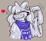  &lt;3 2020 ambiguous_gender anthro asriel_dreemurr asriel_dreemurr_(god_form) banderi biped black_sclera blush boss_monster bovid caprine clothed clothing costume delta_rune_(emblem) digital_drawing_(artwork) digital_media_(artwork) english_text glistening goat grey_background horn long_ears mammal markings painted-on_face painted-on_mouth rubber simple_background solo symbol text undertale video_games white_body 