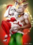  2020 anthro anthro_on_anthro arm_around_shoulders athletic athletic_anthro athletic_male beastars bell bell_collar bite biting_lip biting_own_lip black_nose bottomwear bra breasts brown_body brown_fur butt butt_grab carrying carrying_partner cervid cervine christmas christmas_clothing christmas_headwear clothed clothing collar digital_media_(artwork) domestic_rabbit duo dwarf_rabbit eye_contact female female_on_anthro fur fur_trim_(clothing) hand_on_butt haru_(beastars) hat headgear headwear hi_res holidays jingle_bell kitten_butler lagomorph legwear leporid looking_at_another looking_at_partner louis_(beastars) male male/female male_on_anthro mammal nipples oryctolagus panties pants rabbit red_deer romantic_ambiance romantic_couple santa_hat self_bite skirt standing stockings strapless_bra strapless_clothing strapless_underwear teeth topless topless_male underwear white_body white_fur 