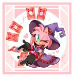  &lt;3 2020 amy_rose anthro belt blaze_the_cat blush border card clothing danielasdoodles eulipotyphlan female gloves green_eyes handwear hat headgear headwear hedgehog hi_res knuckles_the_echidna mammal one_eye_closed open_mouth open_smile playing_card rouge_the_bat signature silver_the_hedgehog smile solo sonic_the_hedgehog sonic_the_hedgehog_(series) sparkles teeth video_games white_border wink witch_hat 