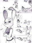  ... 2016 ? anthro canid canine clivef clothed clothing comic crossed_arms disney duo fox fur judy_hopps lagomorph leporid mammal monochrome nick_wilde on_ground rabbit red_fox standing zootopia 
