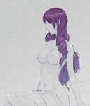  breasts kirijou_mitsuru large_breasts long_hair monochrome nipples nude persona persona_3 puyo solo 