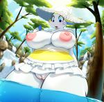  2020 animal_crossing animate_inanimate anthro areola big_breasts blue_eyes blush breasts elephant elephantid female genitals hi_res lysergide mammal nintendo nipples open_mouth proboscidean pussy solo teeth tia_(animal_crossing) tongue video_games white_body 