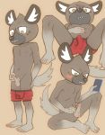  aggressive_retsuko anthro blush boxer_briefs cellphone clothed clothing foreskin haida hi_res hyaenid male mammal multiple_angles necktie partially_retracted_foreskin phone sanrio shirt solo spotted_hyena suit topwear torte underwear 