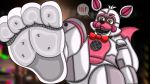  ! 2019 4_toes ambiguous/ambiguous ambiguous_focus ambiguous_gender animatronic anthro big_feet bow_tie canid canine dialogue english_text featureless_crotch feet five_nights_at_freddy&#039;s foot_fetish foot_focus fox funtime_foxy_(fnafsl) grey_body group hair inside laugh lipstick looking_down machine makeup mammal multicolored_body multicolored_tail nude open_mouth pawpads paws pink_body pink_tail robot sharp_teeth short_hair sister_location sitting size_difference smashcuenta123 smile speech_bubble teeth text toes video_games white_body white_hair white_tail yellow_eyes 
