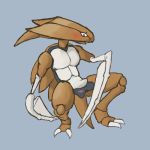  1:1 animal_genitalia blade_arm blush cloaca crouching exoskeleton female feral fossil_pok&eacute;mon genitals kabutops nintendo obscenecanary pok&eacute;mon pok&eacute;mon_(species) presenting simple_background solo spread_legs spreading video_games 