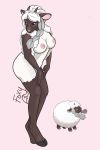  2019 2:3 anthro anthrofied black_body black_skin bovid breasts caprine cloven_hooves female foxymcloxy full-length_portrait hair hi_res hooves horn mammal nintendo nipples nude pink_nipples pok&eacute;mon pok&eacute;mon_(species) portrait solo standing video_games white_hair wooloo 