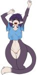  absurd_res alpha_channel anthro bottomless clothed clothing felid feline female genitals hi_res mammal open_mouth pussy sesame_akane solo uberquest webcomic yawn 