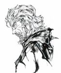  1boy bardo_rooen beard calligraphy_brush_(medium) facial_hair greyscale henkyou_no_roukishi highres male_focus monochrome mustache old old_man portrait profile scar shirokuro_uddo solo 