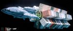  commentary concept_art container dated dofresh english_commentary highres logo love_death_+_robots no_humans outdoors scenery science_fiction signature space space_craft star_(sky) 