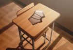  boxer_briefs boxer_dansi chair classroom desk indoors no_humans original realistic scenery school_desk shadow still_life sunlight white_male_underwear wood wooden_chair wooden_floor wooden_table 