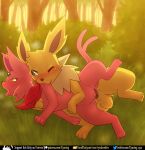  &lt;3 &lt;3_eyes 2020 animal_genitalia animal_pussy balls biting_shoulder blush bodily_fluids canid canine canine_pussy digital_media_(artwork) duo ear_piercing eeveelution english_text espeon female female_penetrated feral forest forest_background fur genital_fluids genitals grass hi_res jewelry jolteon knotting looking_pleasured male male/female male_penetrating male_penetrating_female mammal mostly_nude nature nature_background nintendo one_eye_closed open_mouth outside penetration penis piercing pok&eacute;mon pok&eacute;mon_(species) pussy pussy_juice rymherdier scarf scarf_only sex text tree url vaginal vaginal_penetration video_games yellow_body yellow_fur 