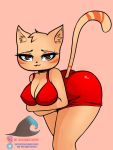  &lt;3 &lt;3_eyes 2020 3:4 anthro bedroom_eyes bite biting_lip biting_own_lip breasts cleavage clothed clothing crossed_arms domestic_cat dress felid feline felis female front_view hayop_ka! leaning leaning_forward looking_at_viewer mammal missqueenshi narrowed_eyes nimfa_dimaano portrait red_clothing red_dress seductive self_bite solo three-quarter_portrait 