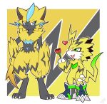  ambiguous_gender anthro crossover digimon duo felid feline hi_res legendary_pok&eacute;mon mammal nintendo pok&eacute;mon pok&eacute;mon_(species) pulsemon rose_(disambiguation) vavacung video_games zeraora 