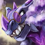  1:1 blitzdrachin claws conditional_dnp dragon eyewear glasses hi_res horn icon purple_eyes scales smile smirk 