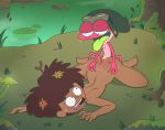  ambiguous_penetration amphibia_(series) amphibian anne_boonchuy anthro anthro_penetrating anthro_penetrating_human ardidon bodily_fluids butt butt_grab clothing dark_body dark_skin detailed_background disney drooling duo eyewear feet female female_on_anthro female_penetrated frog fungus goggles grass green_tongue hair half-closed_eyes hand_on_butt headgear headwear hi_res human human_on_anthro human_penetrated interspecies leaf looking_back male male/female male_on_human male_penetrating male_penetrating_female mammal multicolored_body multicolored_skin mushroom narrowed_eyes nude open_mouth penetration pink_body pink_skin rock saliva sex size_difference sprig_plantar sweat tongue tongue_out tree two_tone_body two_tone_skin water young 