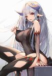  dress kami_otona pointy_ears see_through sketch stockings thighhighs 