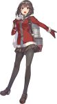  1girl black_hair boots christmas full_body fur_trim gloves hayasui_(kantai_collection) kantai_collection konishi_(koconatu) official_art pantyhose pleated_skirt sack santa_boots santa_costume santa_gloves short_hair silver_eyes skirt transparent_background 