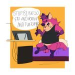  1:1 animated anthro fur genitals hi_res hiena jeffrey_taggart male overweight overweight_anthro overweight_male penis purple_body purple_fur short_playtime solo thatyellowrad throbbing_penis 