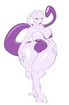  2020 absurd_res anthro areola big_breasts breasts digital_media_(artwork) female full-length_portrait genitals hands_on_thighs hi_res horn legendary_pok&eacute;mon lips looking_at_viewer mewtwo multicolored_body navel nintendo nipples nude pok&eacute;mon pok&eacute;mon_(species) portrait purple_areola purple_body purple_eyes purple_lips purple_nipples purple_pussy purple_tail pussy signature simple_background slb solo standing thick_thighs two_tone_body video_games white_background white_body white_horn wide_hips 