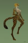  2020 anthro black_nose black_spots breasts cheetah felid feline female ferima fur green_background hi_res mammal nipples nude simple_background solo spots spotted_body spotted_fur 