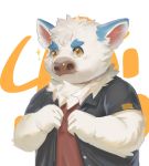  2020 anthro blue_body blue_fur blush bovid bovine cai1448331577 cattle clothing fur hi_res humanoid_hands kemono male mammal overweight overweight_anthro overweight_male shirt simple_background solo topwear white_background white_body white_fur young 