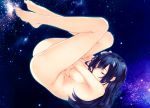  amami_mikihiro barefoot blue_hair breasts long_hair nude sleeping 
