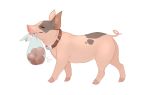  ambiguous_gender apple collar digital_media_(artwork) domestic_pig eyes_closed feral food fruit hi_res hooves mammal plant reysi simple_background smile solo suid suina sus_(pig) white_background 