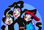  2020 animaniacs animaniacs_(2020) anthro clothed clothing digital_media_(artwork) dot_warner hi_res inkblot male mammal open_mouth plaguedogs123 red_nose smile teeth tongue wakko_warner warner_brothers yakko_warner 