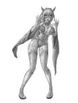  asfr boots breasts choker corset highres large_breasts long_hair long_sleeves original petrification scared statue thick_thighs thigh_boots thighhighs thighs 
