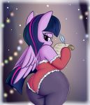  absurd_res andelai bedroom_eyes big_butt butt christmas christmas_clothing christmas_lights clothing equid equine female friendship_is_magic hasbro hi_res holidays looking_back mammal my_little_pony narrowed_eyes paper pegasus seductive solo thick_thighs twilight_sparkle_(mlp) wings 