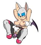  anal anal_masturbation anal_penetration annoyed anthro breast_grab breasts chiropteran clothed clothing dildo disembodied_hand duo female fingering fondling hand_on_breast hi_res mammal masturbation nipples penetration rouge_the_bat sex_toy simple_background sonic_the_hedgehog_(series) topless watatanza 
