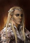  1boy armor blonde_hair crown elf expressionless long_hair ly_hao_nguyen male_focus pointy_ears portrait solo the_hobbit thranduil tiara 