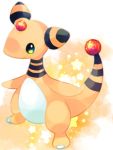  2020 3:4 ampharos black_body detailed_background digital_media_(artwork) feral forehead_gem mammal nintendo pok&eacute;mon pok&eacute;mon_(species) semi-anthro smile solo standing star video_games white_body yellow_body zoroa553 