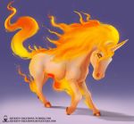  charmy equid equine female feral fire horn mammal nintendo pok&eacute;mon pok&eacute;mon_(species) pose rapidash simple_background solo text unknown_artist url video_games walking 