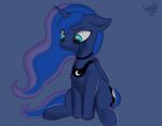  absurd_res blue_body blue_eyes blue_fur blue_mane blue_tail bodily_fluids ccruelangel crying cutie_mark depression equid equine feathered_wings feathers female feral fluffy friendship_is_magic fur hi_res horn horse makeup mammal mane mascara mascara_tears my_little_pony pony princess_luna_(mlp) sad sitting solo tears text tuft wings 