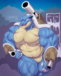  2019 5_fingers anthro anthrofied big_muscles biped dialogue digital_media_(artwork) featureless_crotch fingers hi_res looking_at_viewer male mega_blastoise mega_evolution musclegut muscular muscular_anthro muscular_male nintendo pok&eacute;mon pok&eacute;mon_(species) pok&eacute;morph reptile scalie solo sxfpantera thick_thighs video_games 