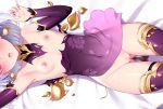  breasts close dress fate/grand_order fate_(series) gray_hair kama_(fate/grand_order) nipples pussy rogia short_hair thighhighs torn_clothes uncensored 